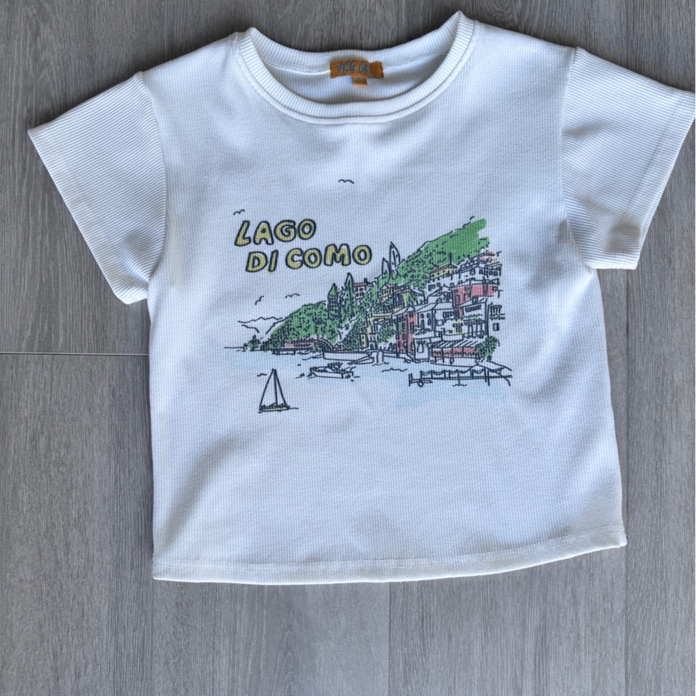 Lago di Como White Graphic Tee